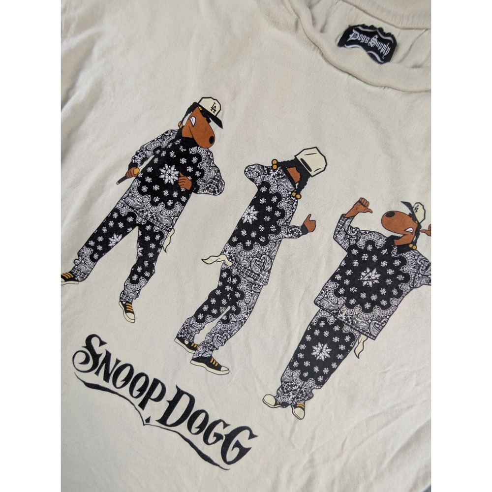 Snoop Dogg Supply Clothing LA Hip Hop Graphic T Shirt Rap Tee Mens L Cream Ivory